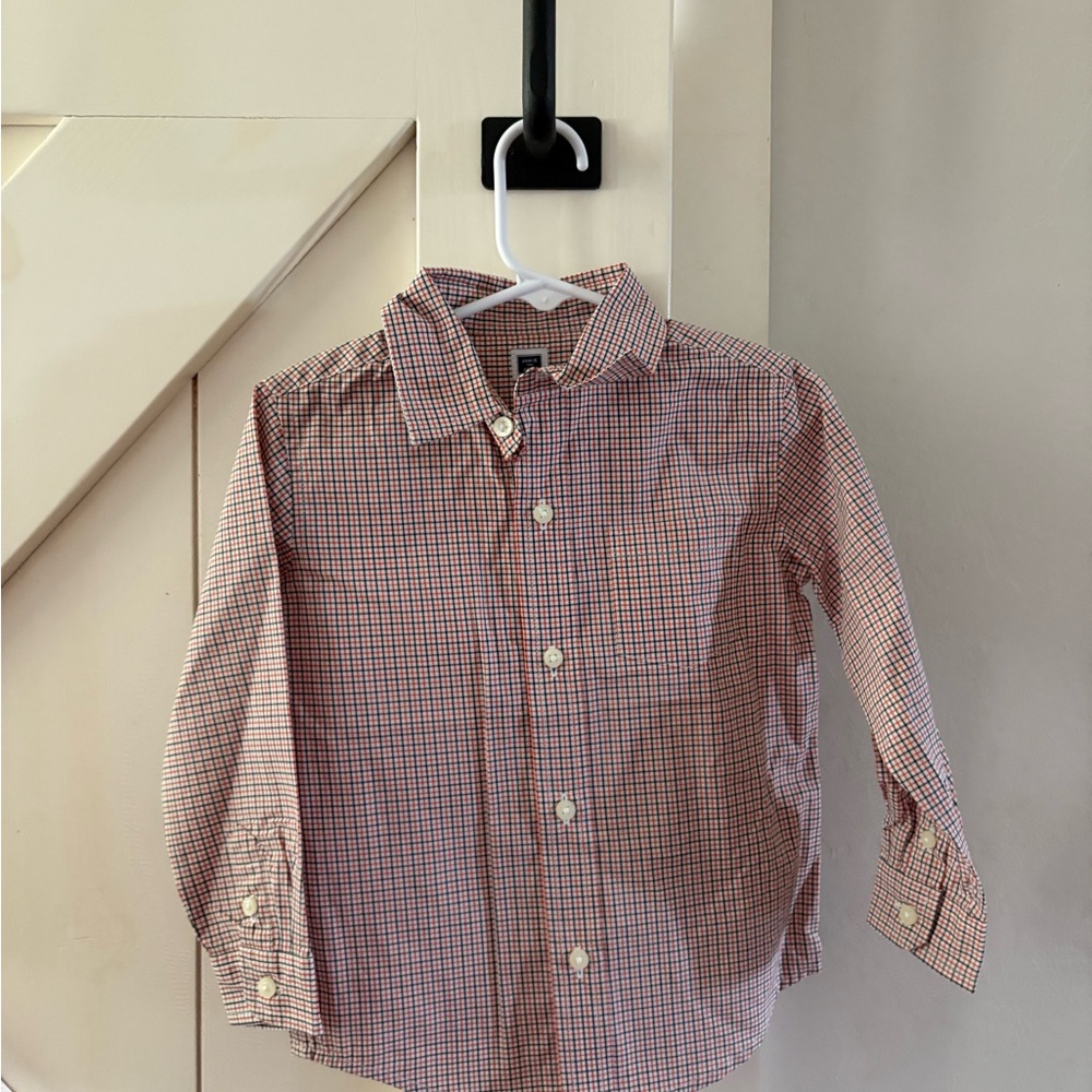 Janie and Jack Toddler Orange and Black Classic Checkered Kids Shirt 2T